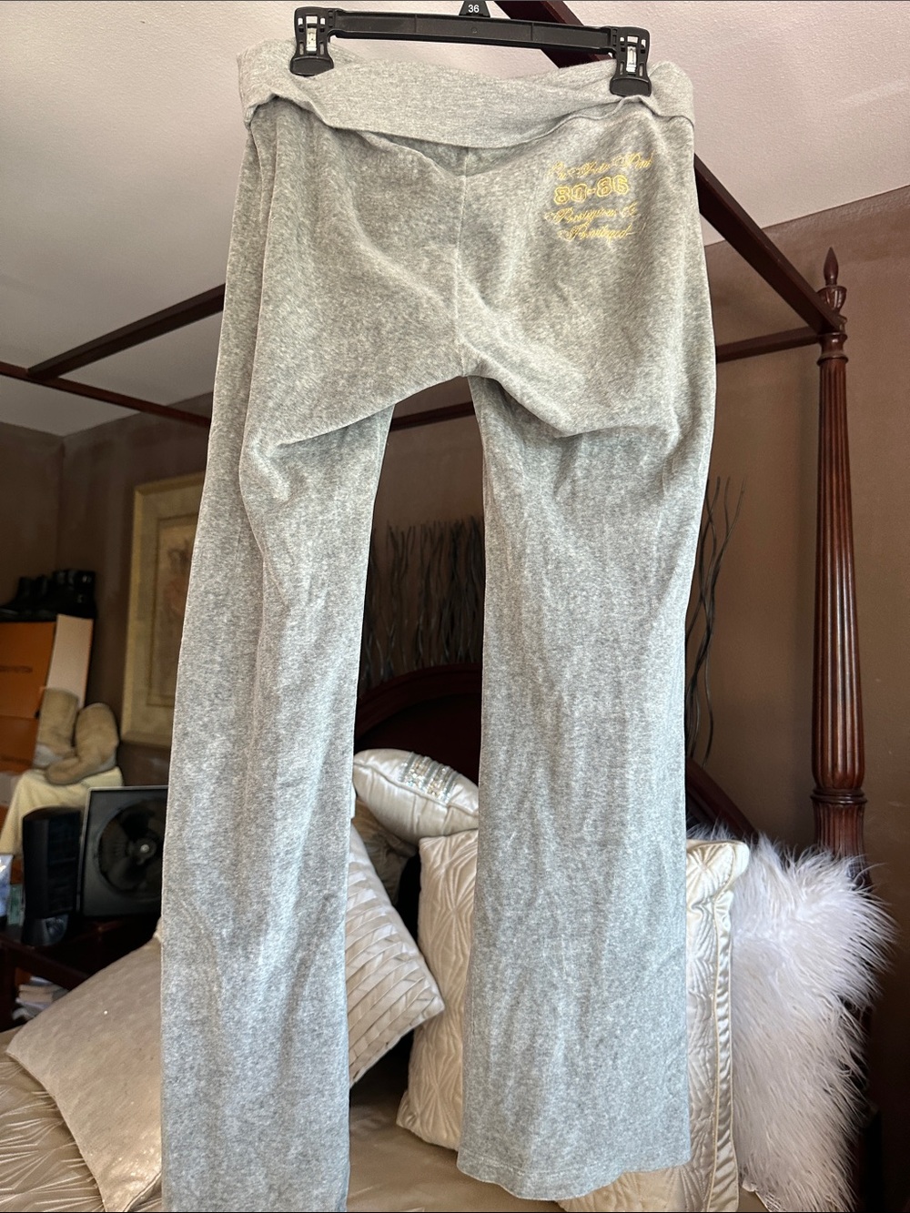 PINK Victoria's Secret Gray Zip-Up Hoodie and yoga pants with Yellow Script - Picture 9 of 13
